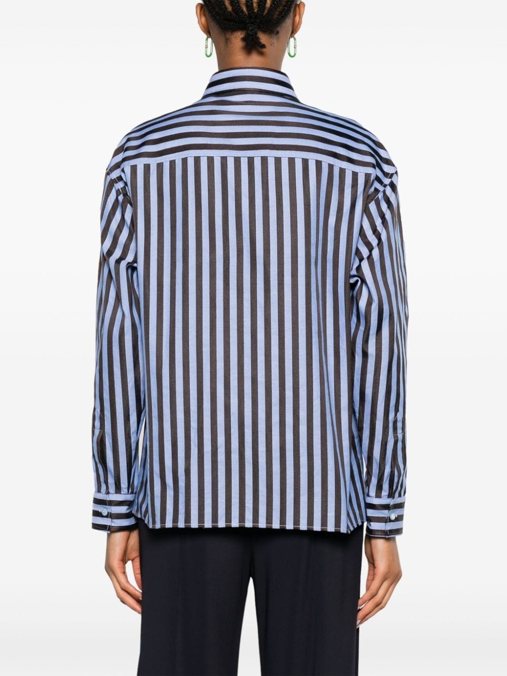 Pegaso-embroidered striped shirt - 4