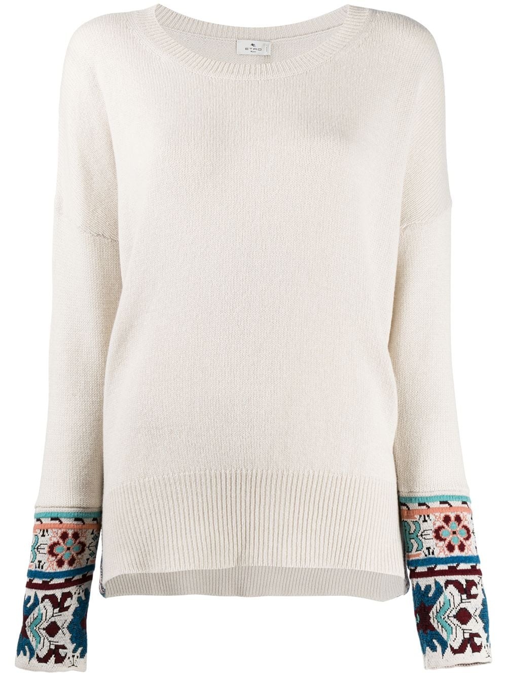 floral-cuff sweater - 1