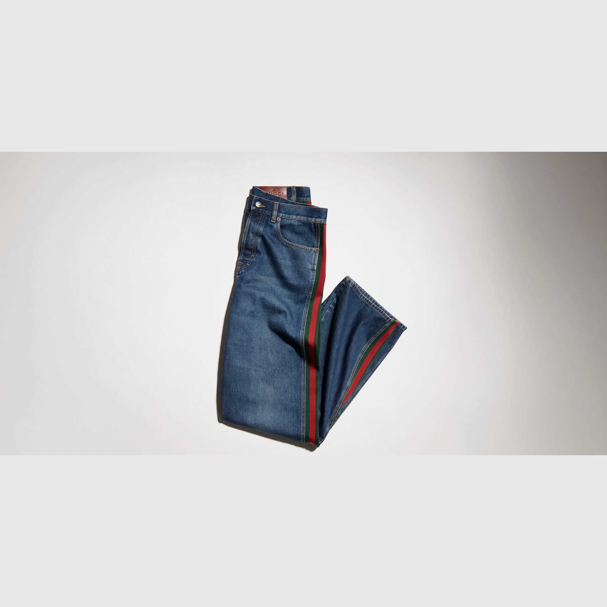 Cotton denim pants with Web insert - 1