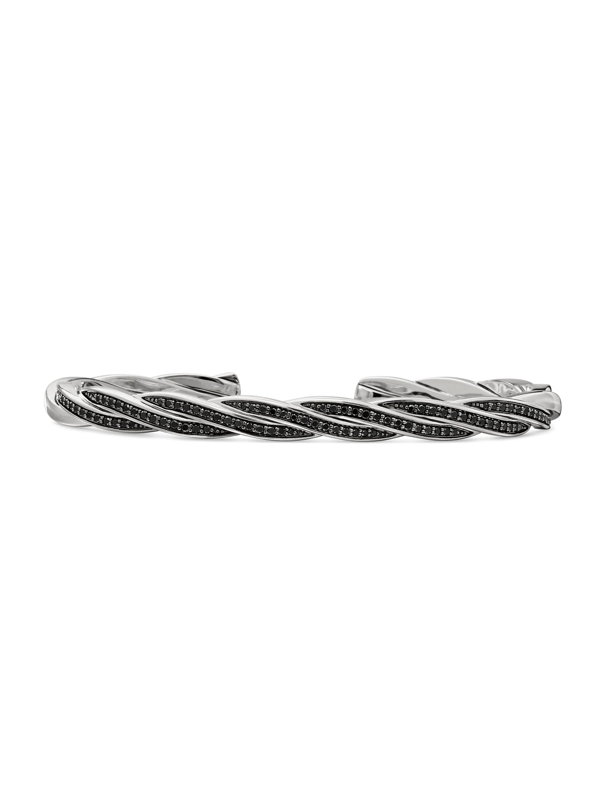 Men's DY Helios Cuff Bracelet in Sterling Silver - Black Diamond - 1