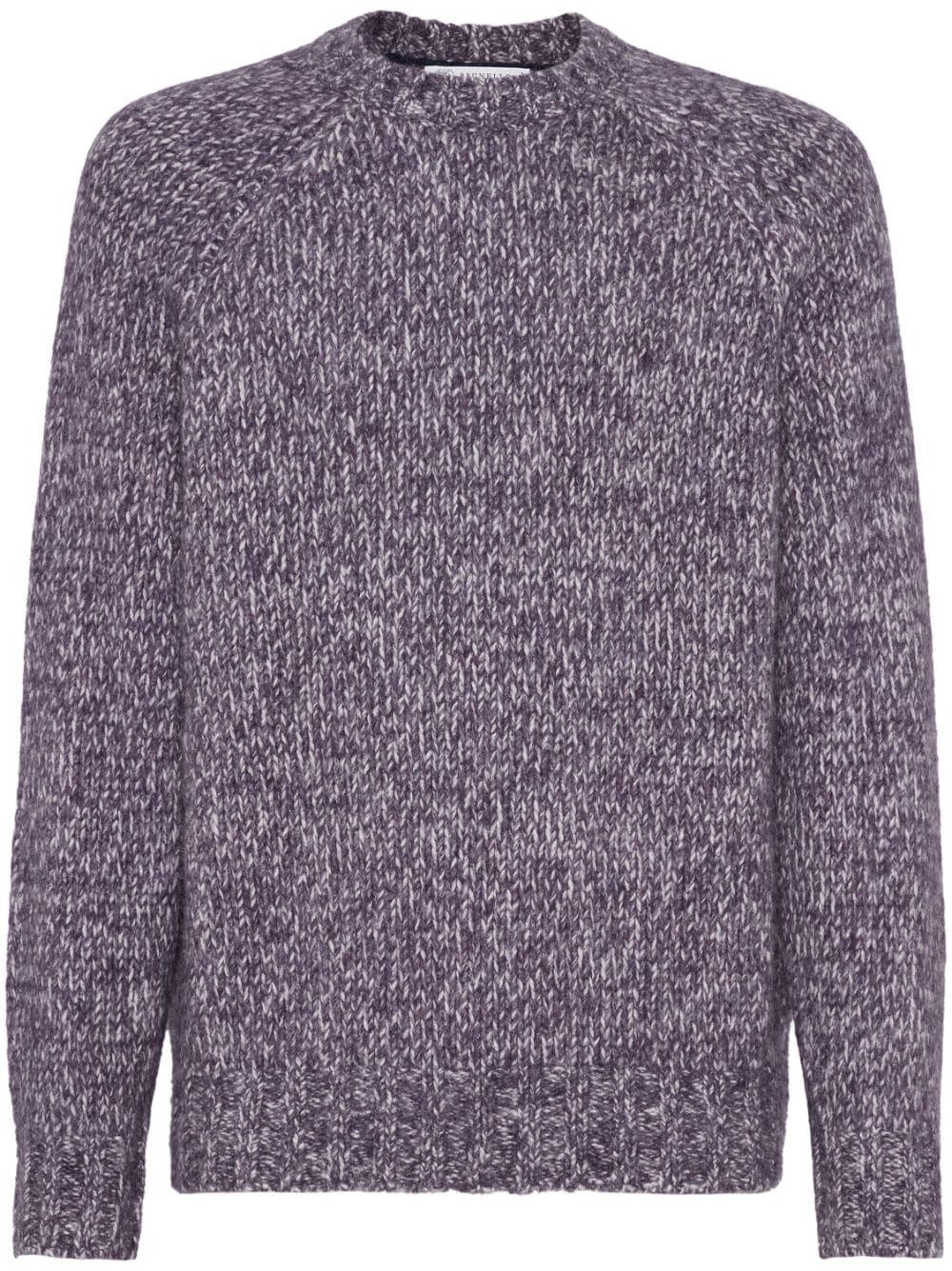 mélange-effect crew-neck jumper - 1