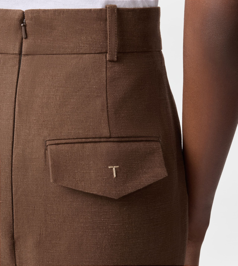 MIDI SKIRT IN LINEN - BROWN 5