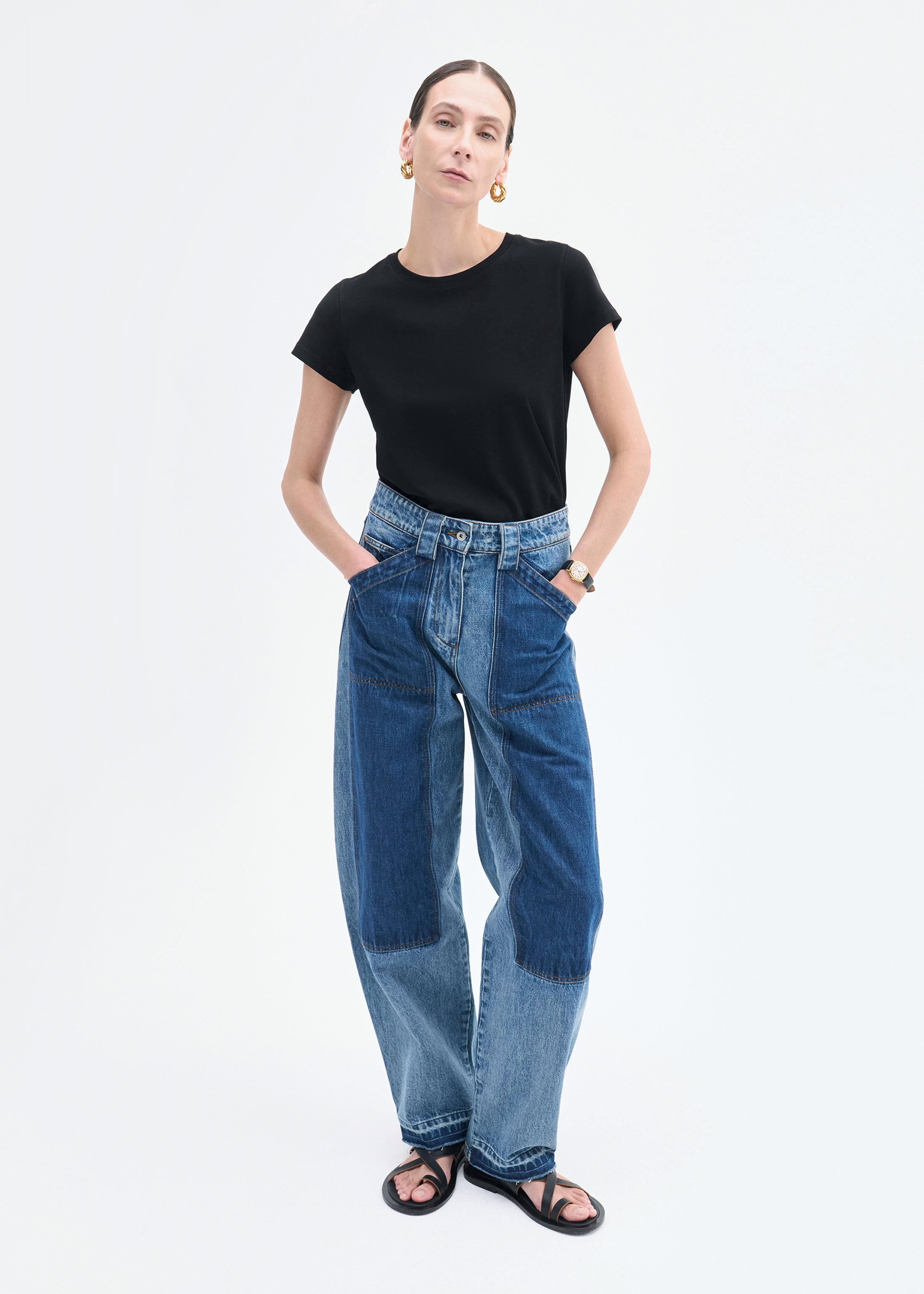 Patchwork Pant in Denim - 2