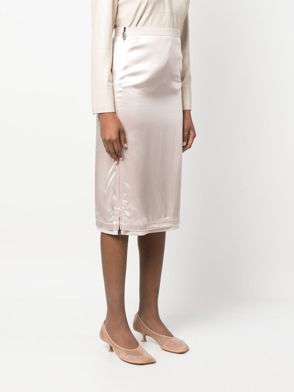 satin-finish gabardine midi skirt - 3