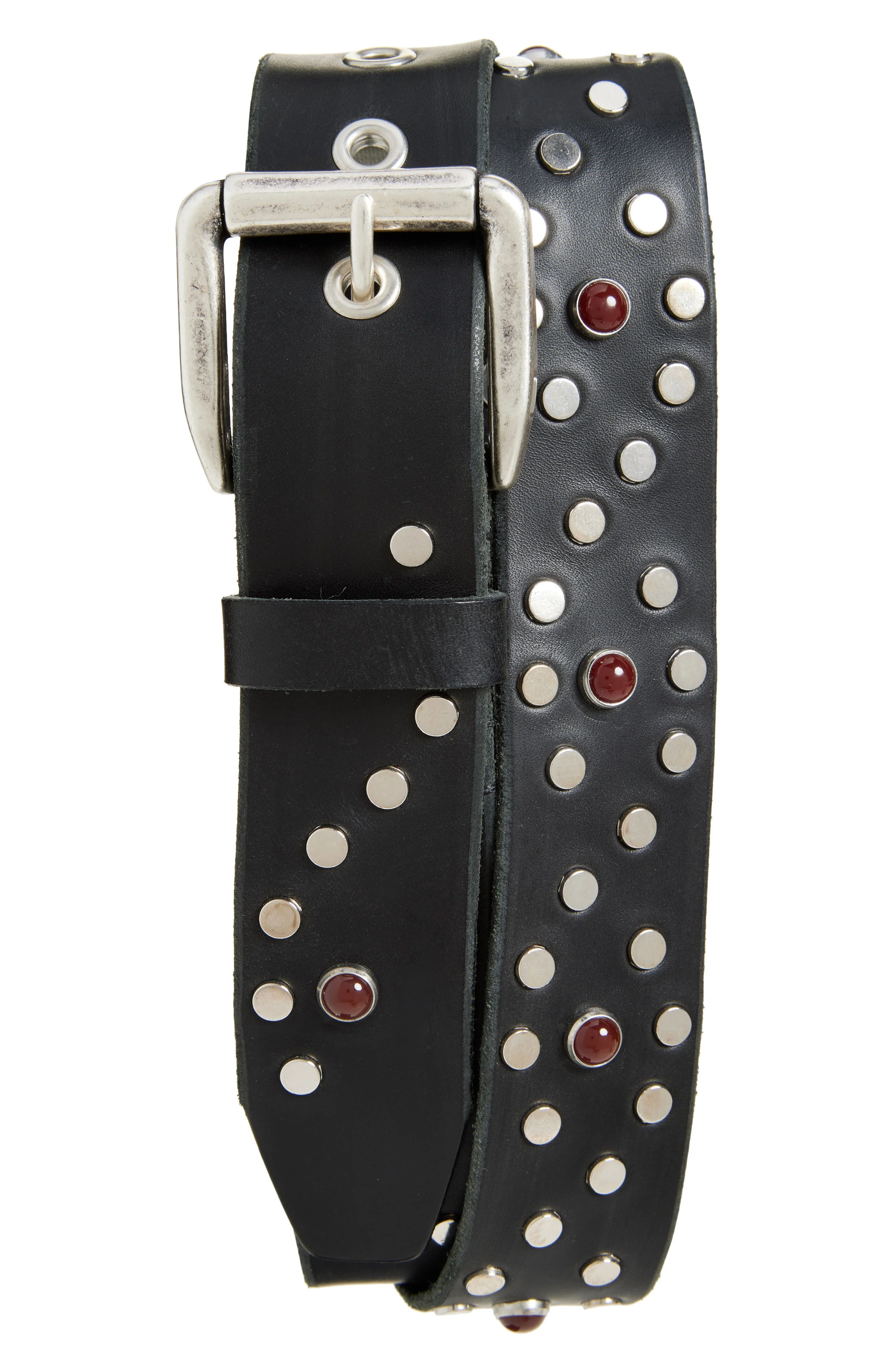 OUR LEGACY Vortex Studded Leather Belt in Slow Black Arid Bull Hide at Nordstrom - 1