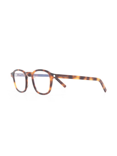 SAINT LAURENT tortoiseshell-effect square-frame glasses outlook