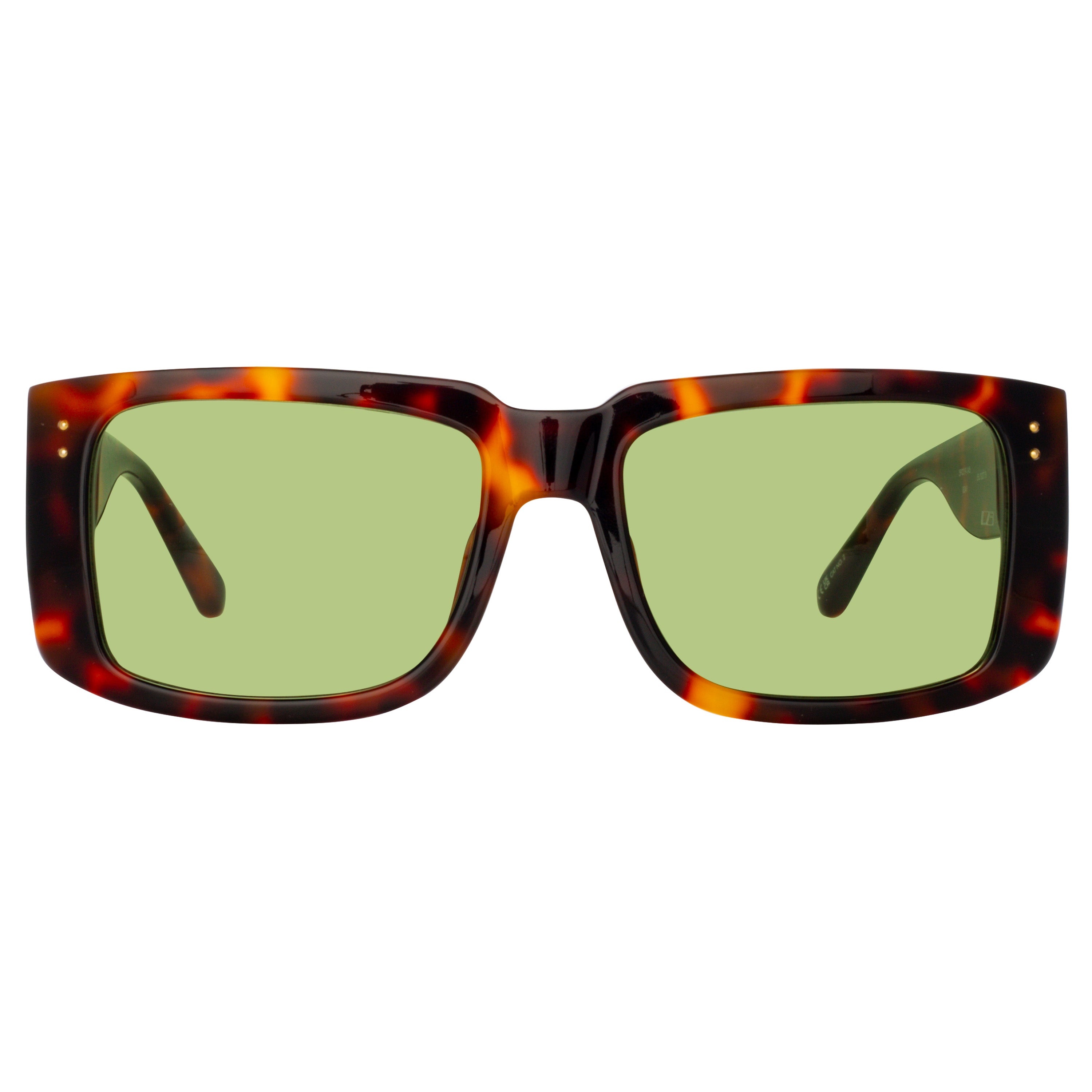 MORRISON RECTANGULAR SUNGLASSES IN TORTOISESHELL AND GREEN - 1