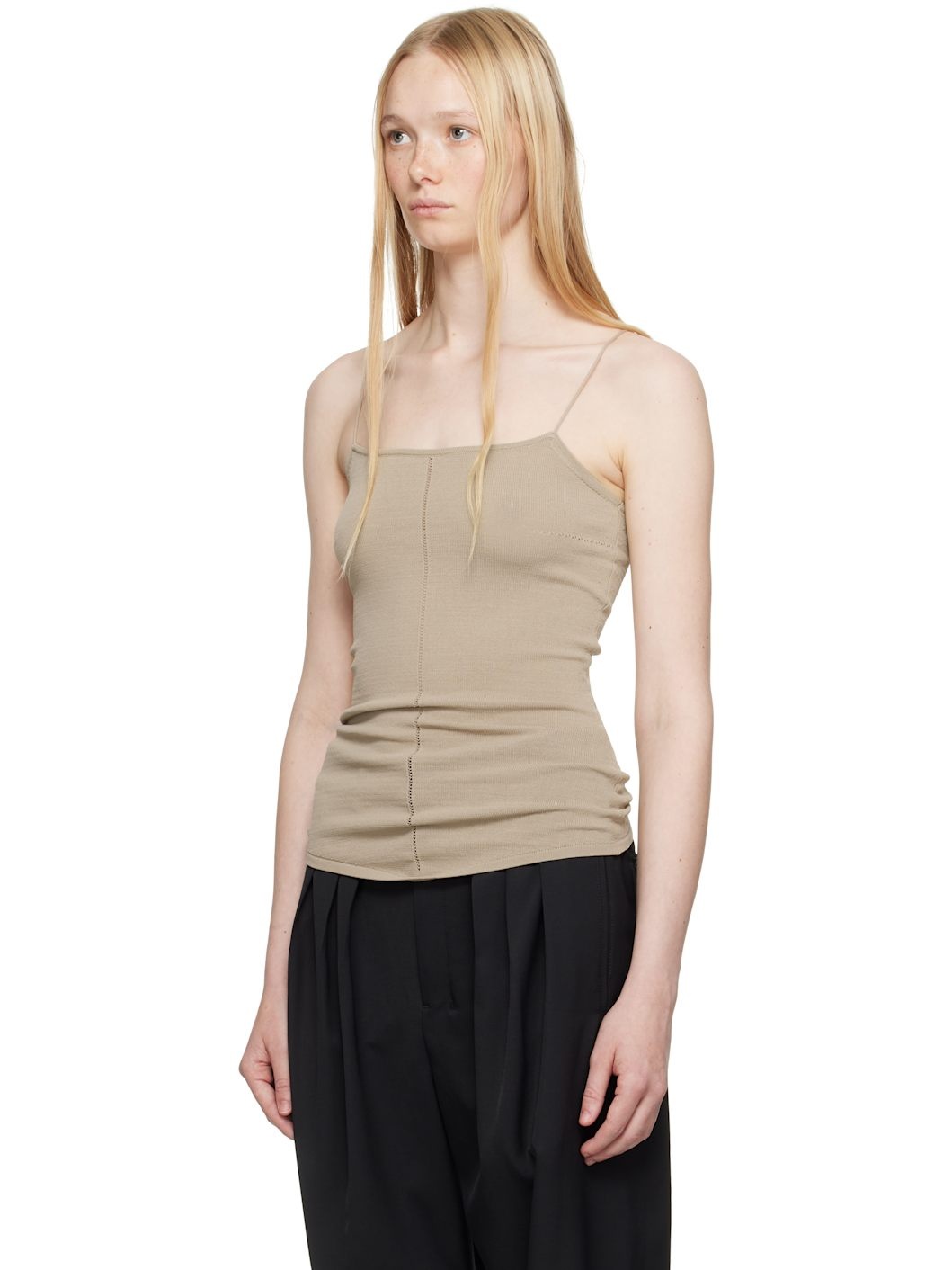 Beige Straps Tank Top - 4