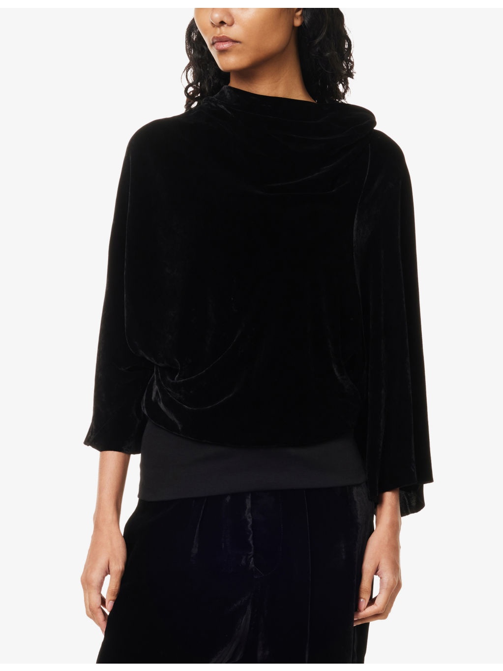 Cylinder Draped Woven Top - 3