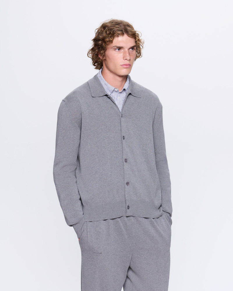 PANGAIA Mens DNA Knitted Collared Shirt - Grey Marl outlook
