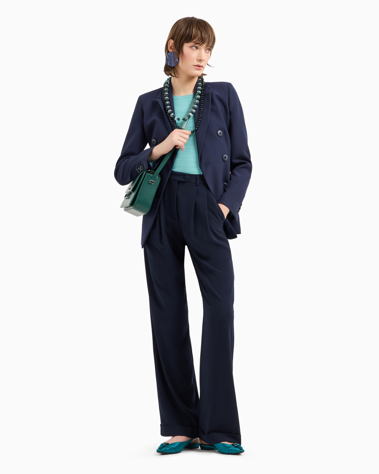 Double-breasted jacket in stretch technical sablé - 4