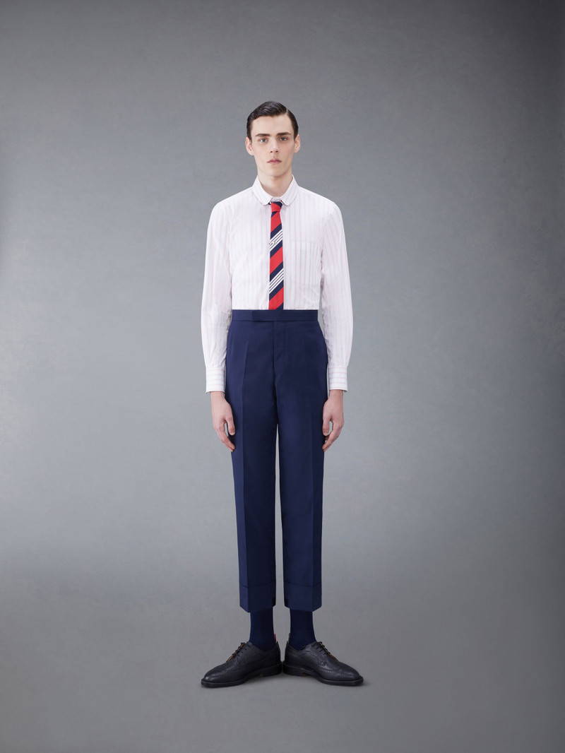 Stripe Poplin Round Collar Shirt 4