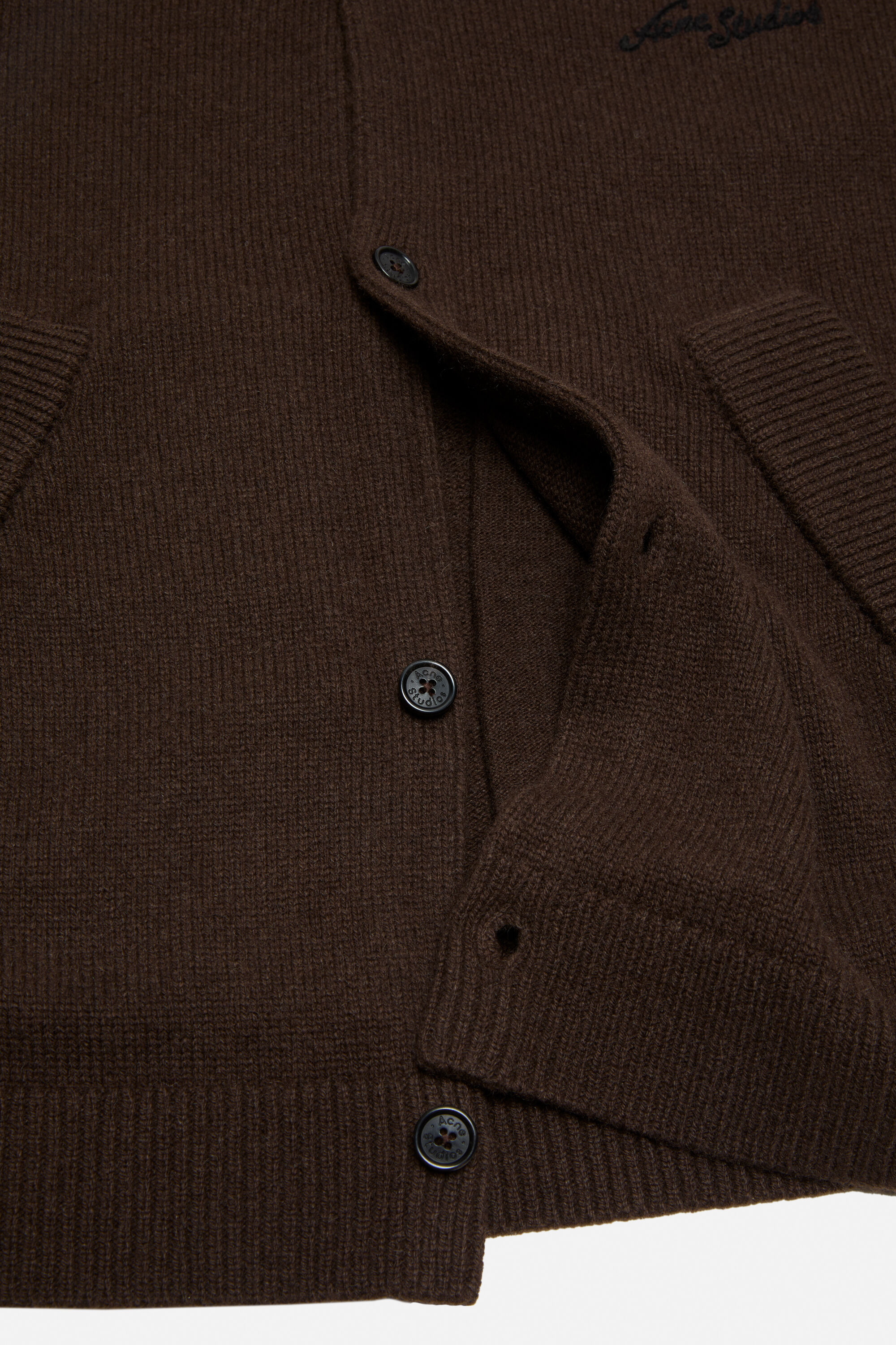 Wool V-Neck Cardigan - Dark brown - 5