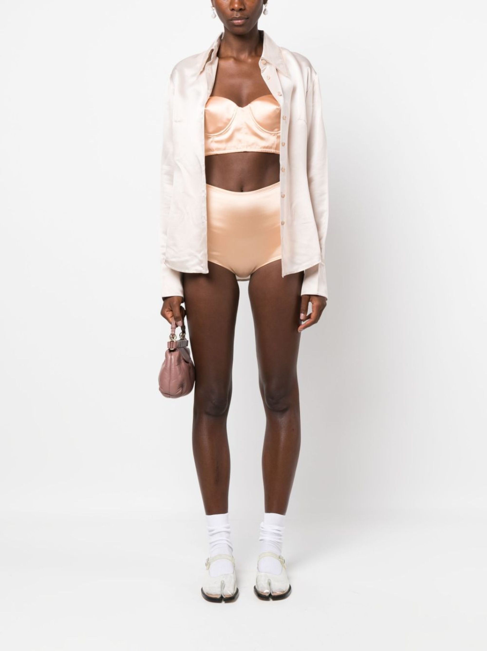 high-waisted satin briefs - 2