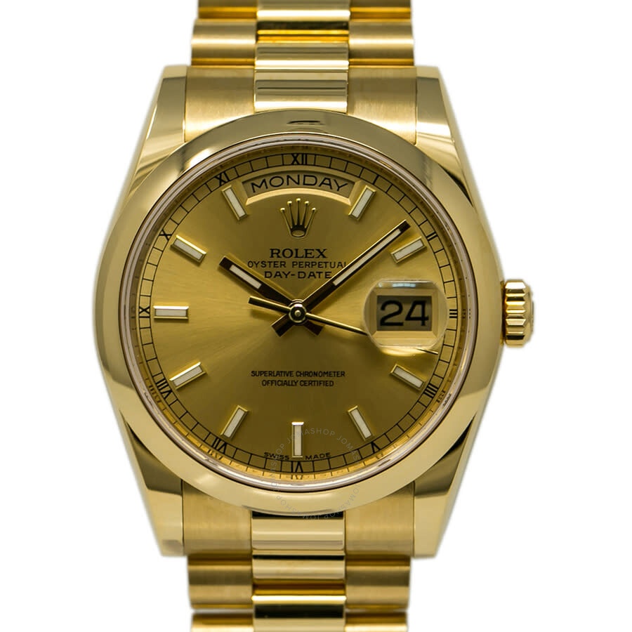 Rolex Day-Date Champagne  Automatic 18kt Yellow Gold Ladies  Watch118208CSP - 2