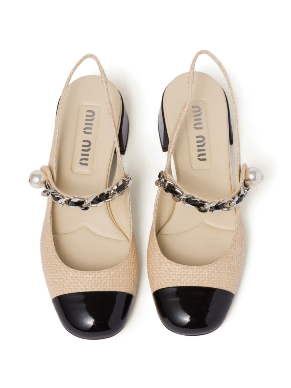 35mm pearl-embellished raffia pumps - 4