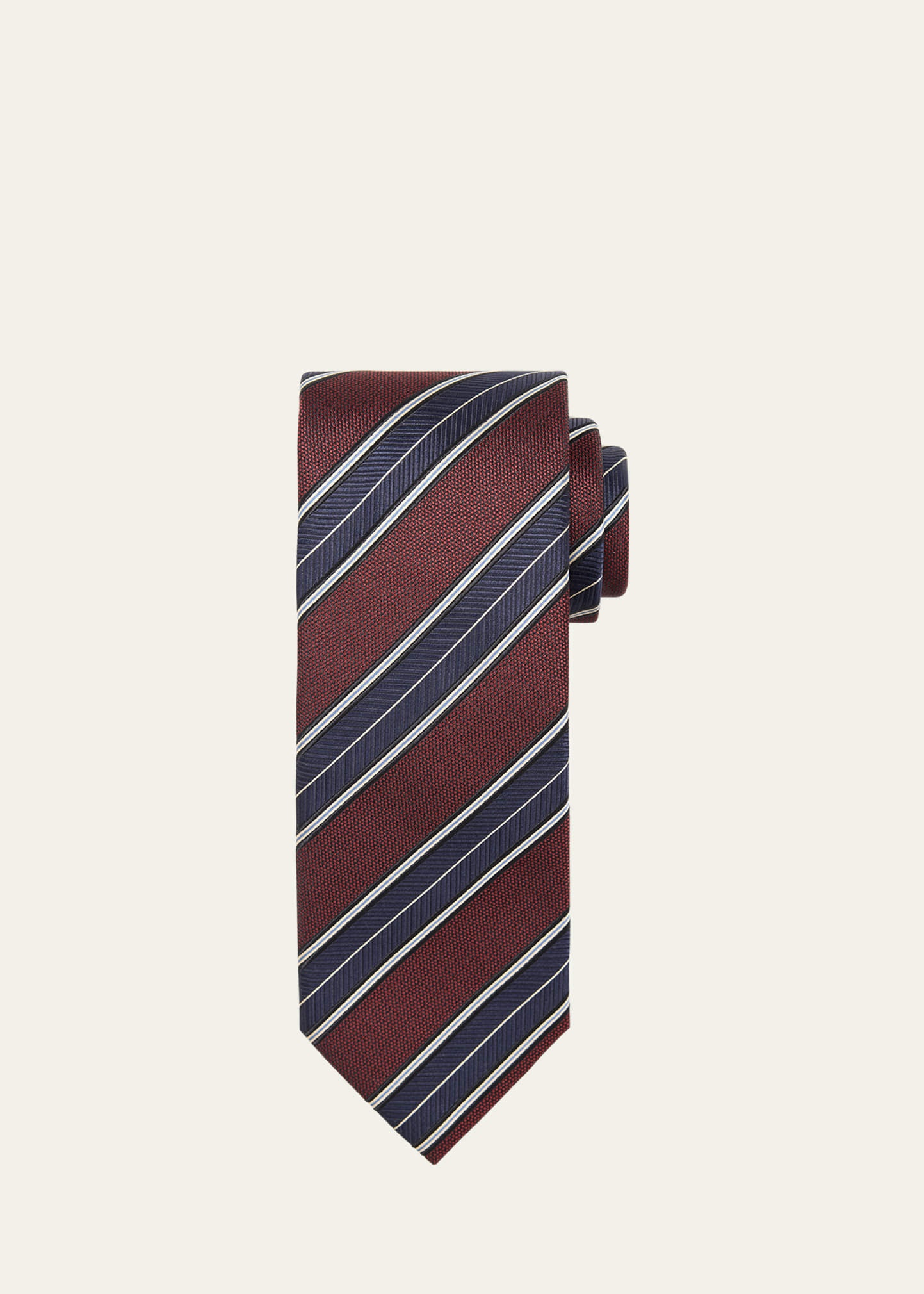 Men's Jacquard Regimental Stripe Silk Tie - 1