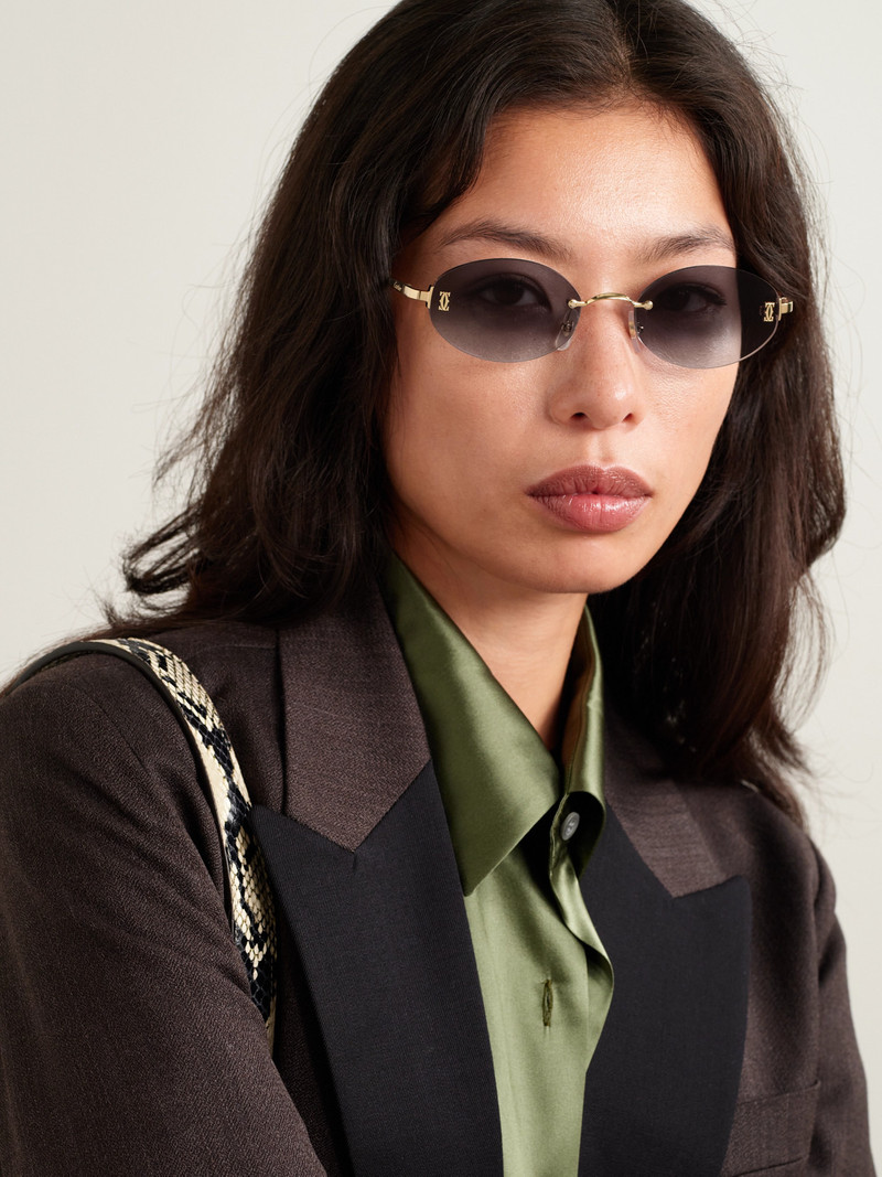 Cartier Double C Rimless Oval-frame Gold-tone Sunglasses outlook