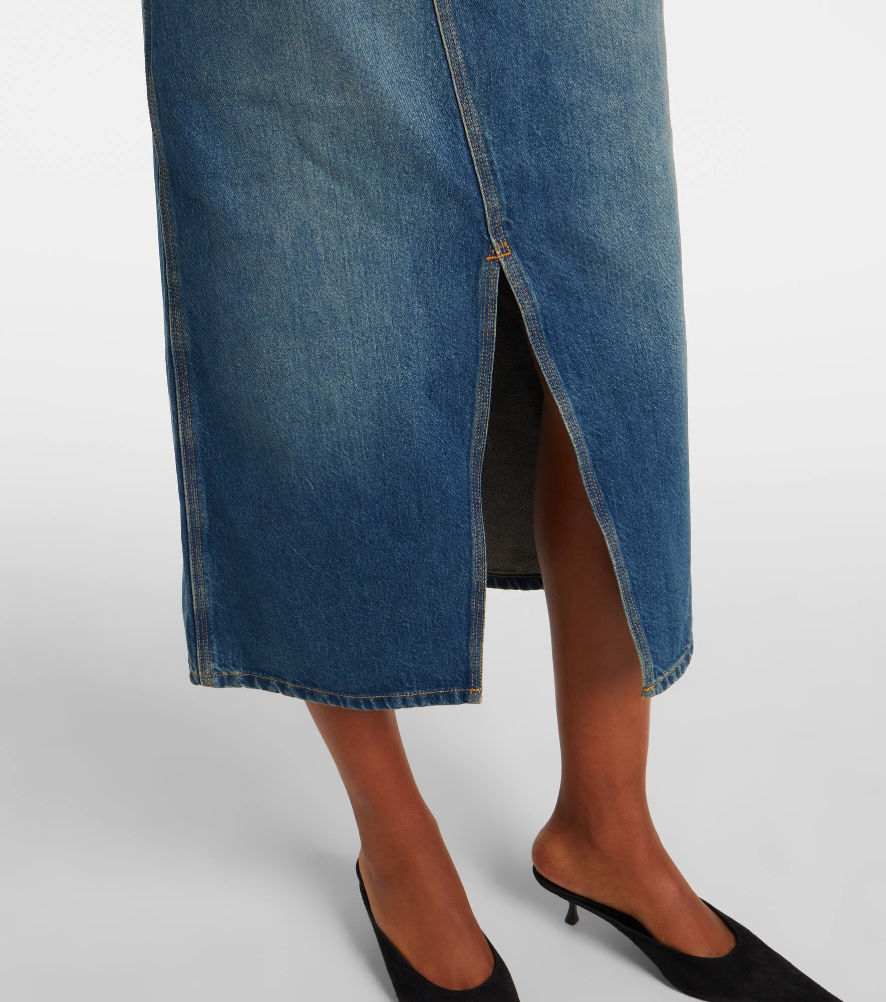 Asymmetric denim midi skirt - 5