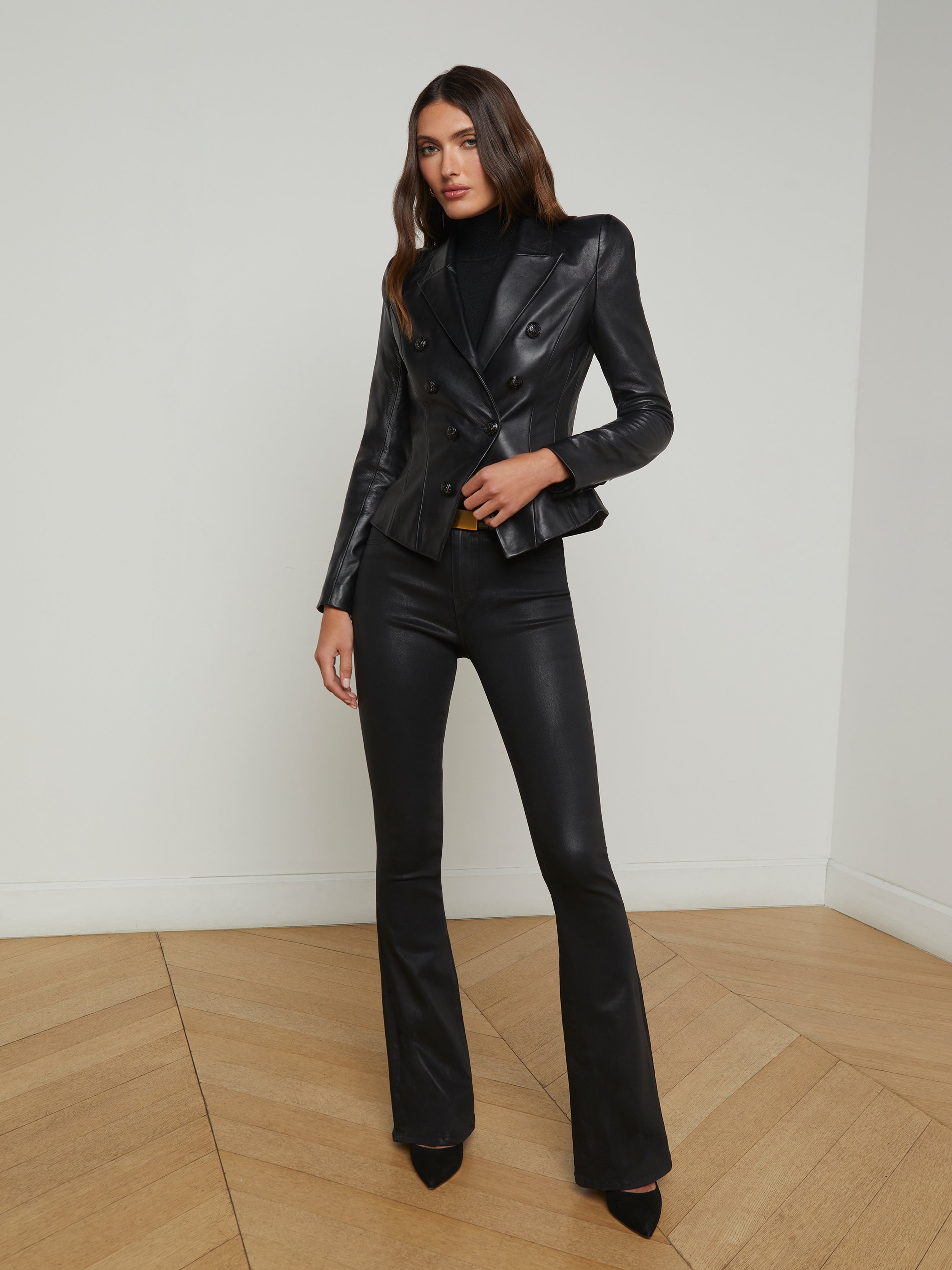 Bethany Leather Tapered Blazer - 1