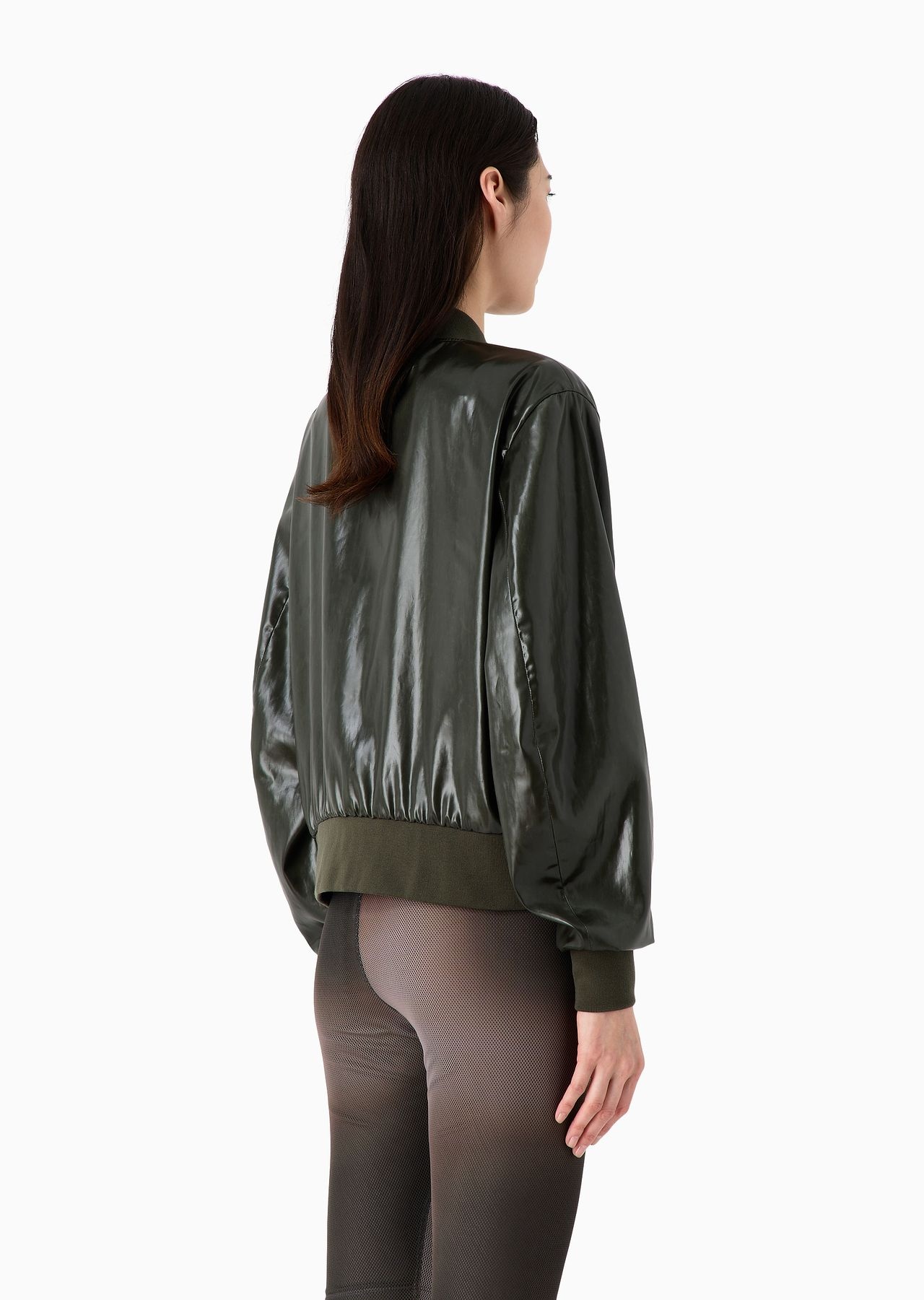 Emporio Armani Sustainability Values Capsule Collection wet-look recycled technical satin blouson - 3