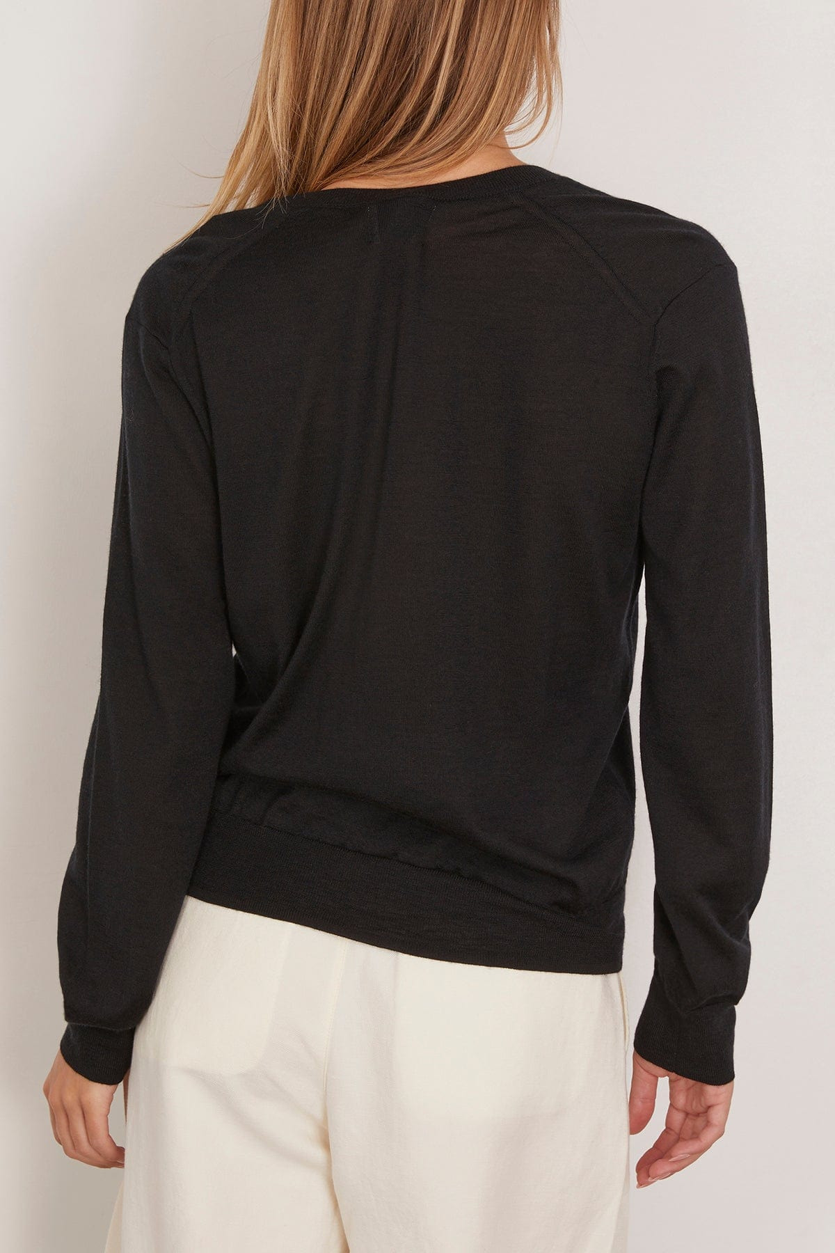 Julio V Neck Fine Knit Sweater in Black - 4