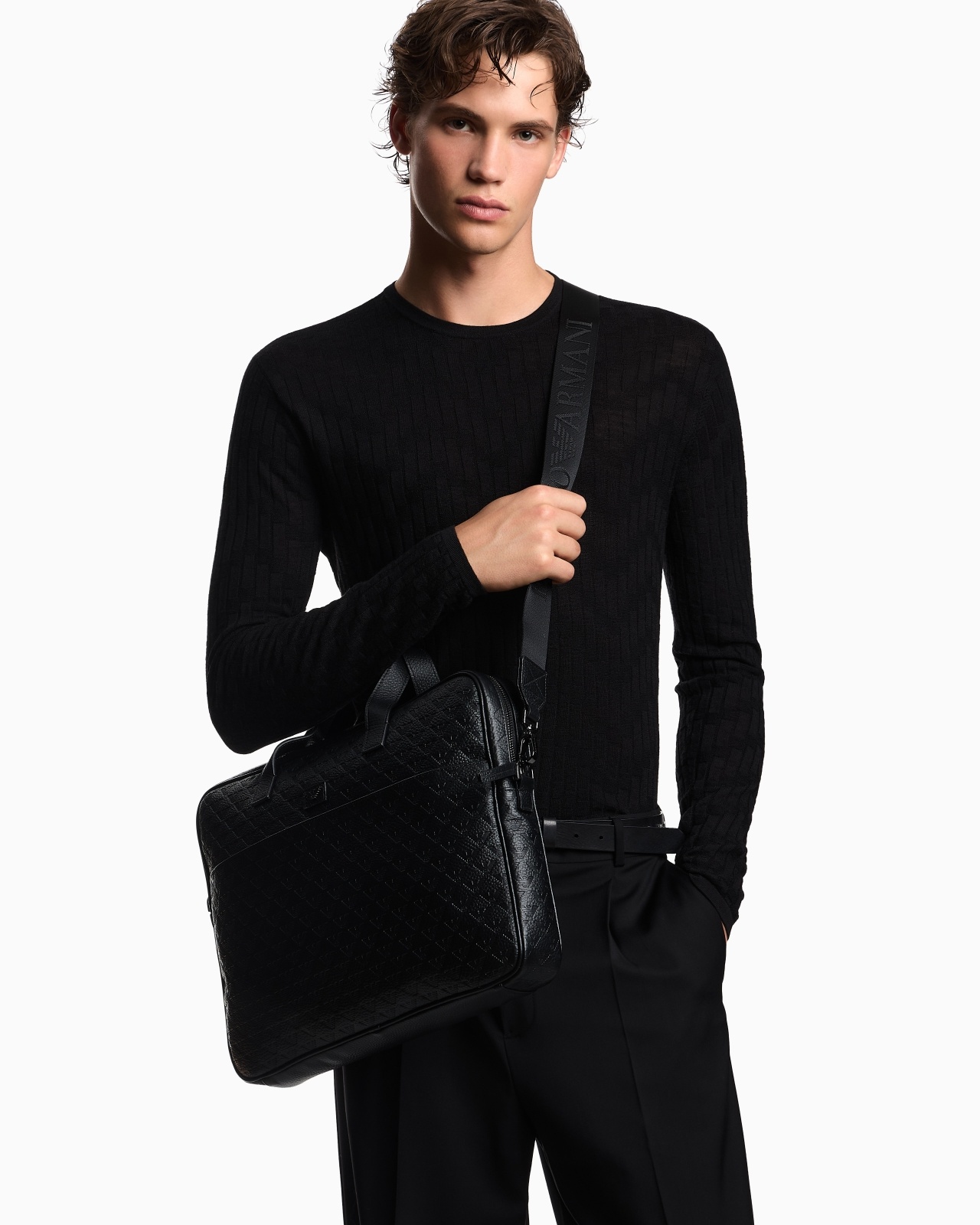 BUSINESS BAG IN LEATHER WITH ALL-OVER EMBOSSED EAGLE - 6