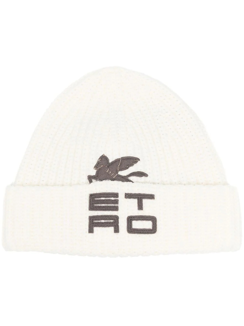 appliqué-logo ribbed-knit beanie - 1