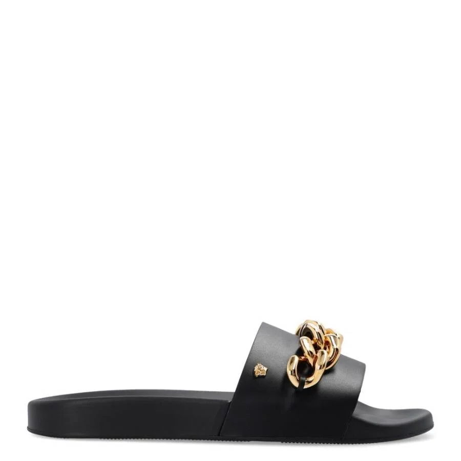 Versace Medusa Chain Leather Slides - 1
