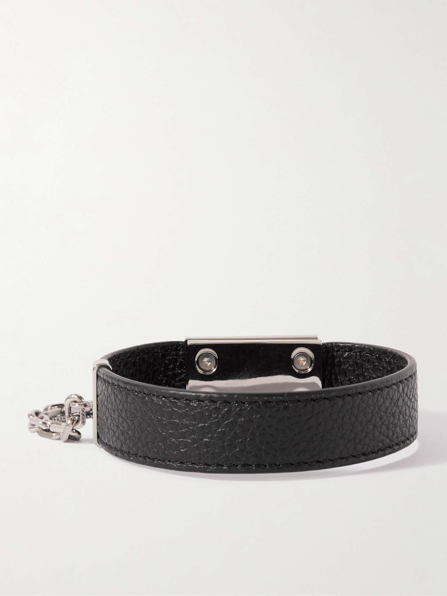 Silver-Tone and Leather Bracelet - 3