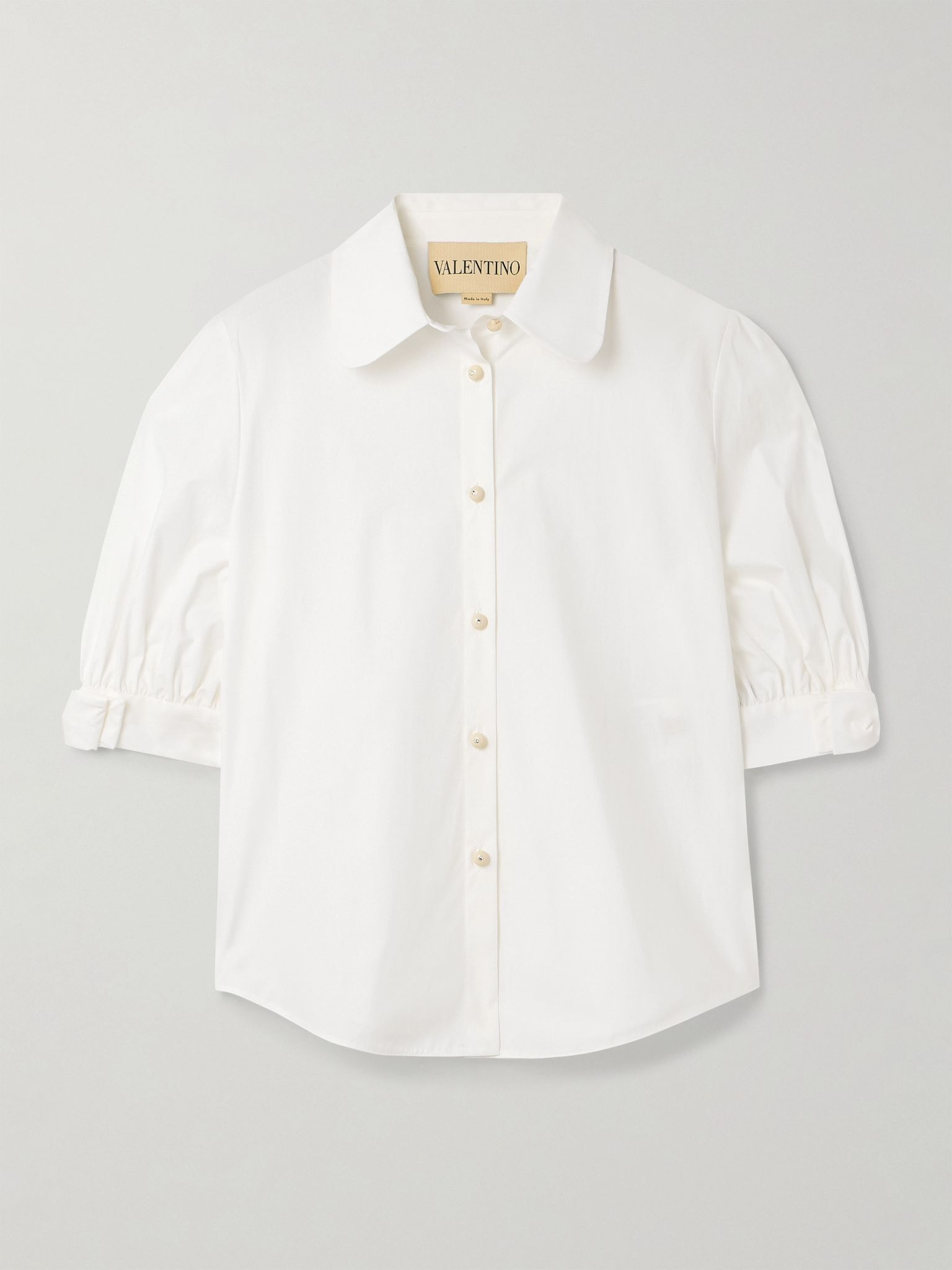 Bow-detailed cotton-poplin shirt White - 1