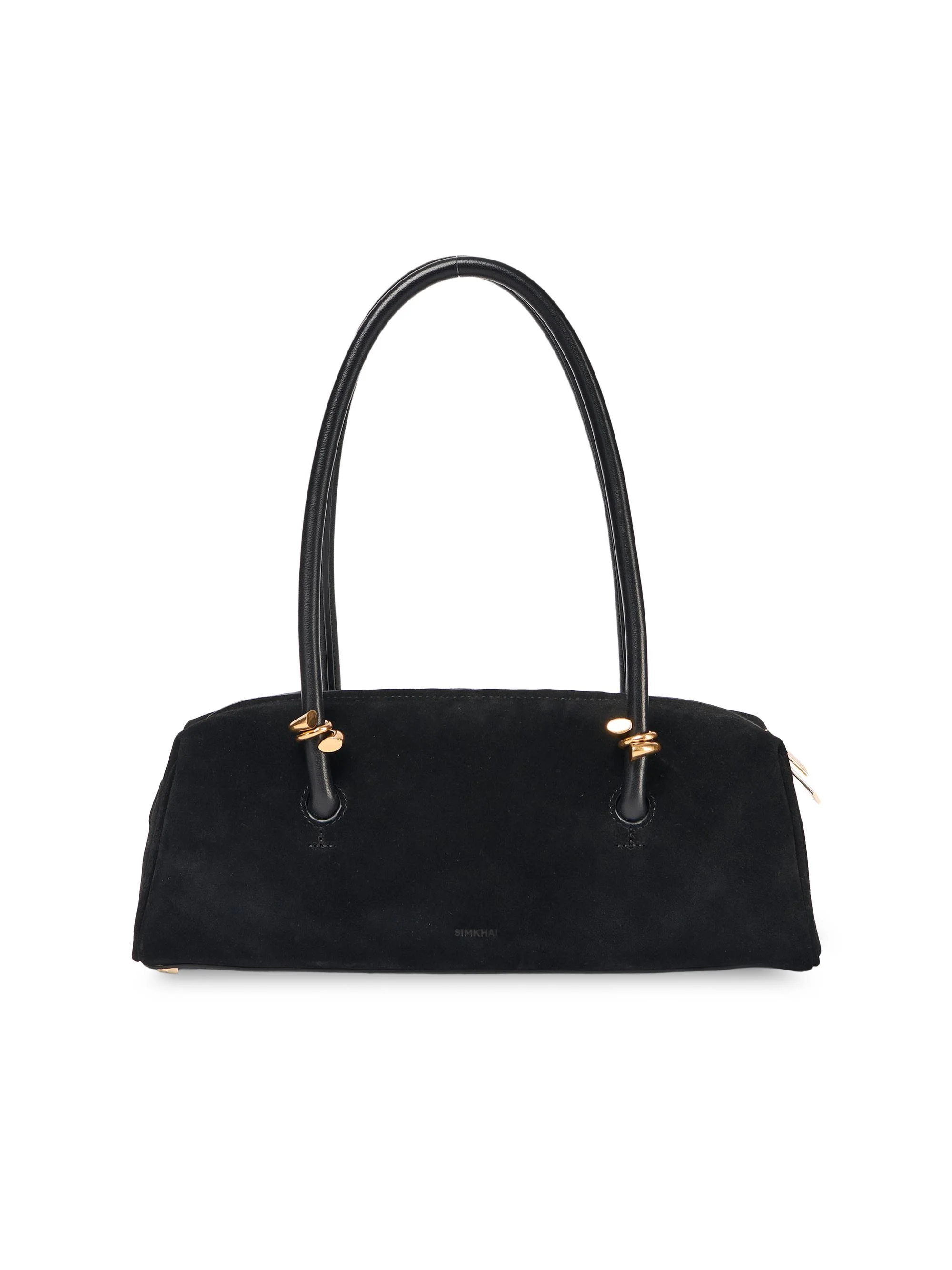 Women's Devon Suede Shoulder Bag - Black - 1
