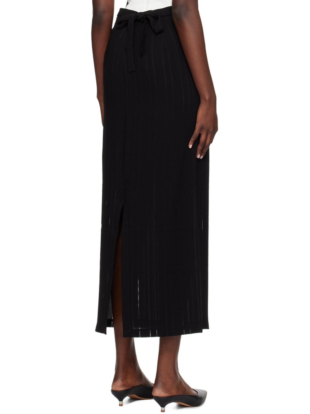 Black Drop Stitch Maxi Skirt - 3
