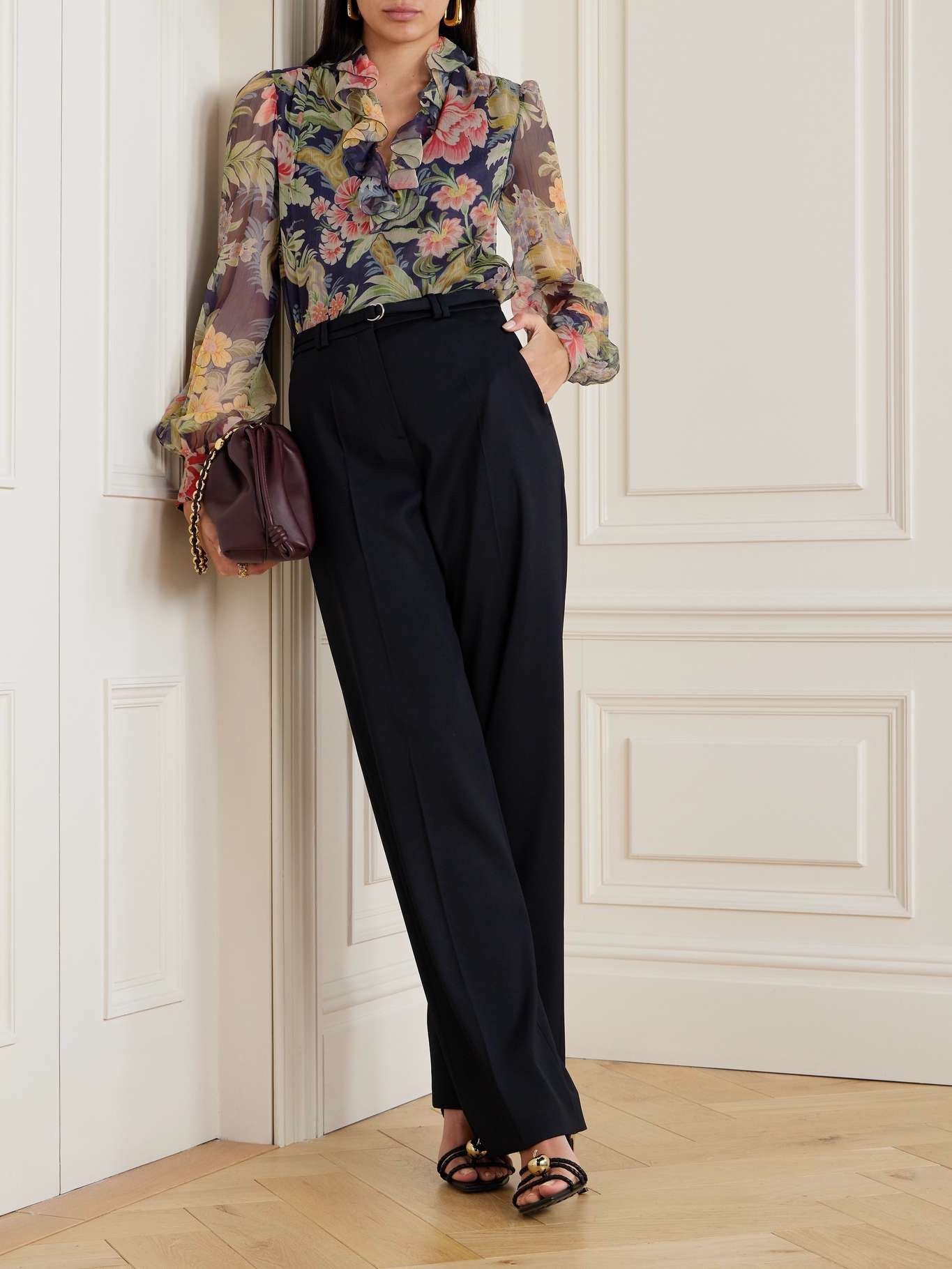 Floral-print silk-crepon blouse - 2