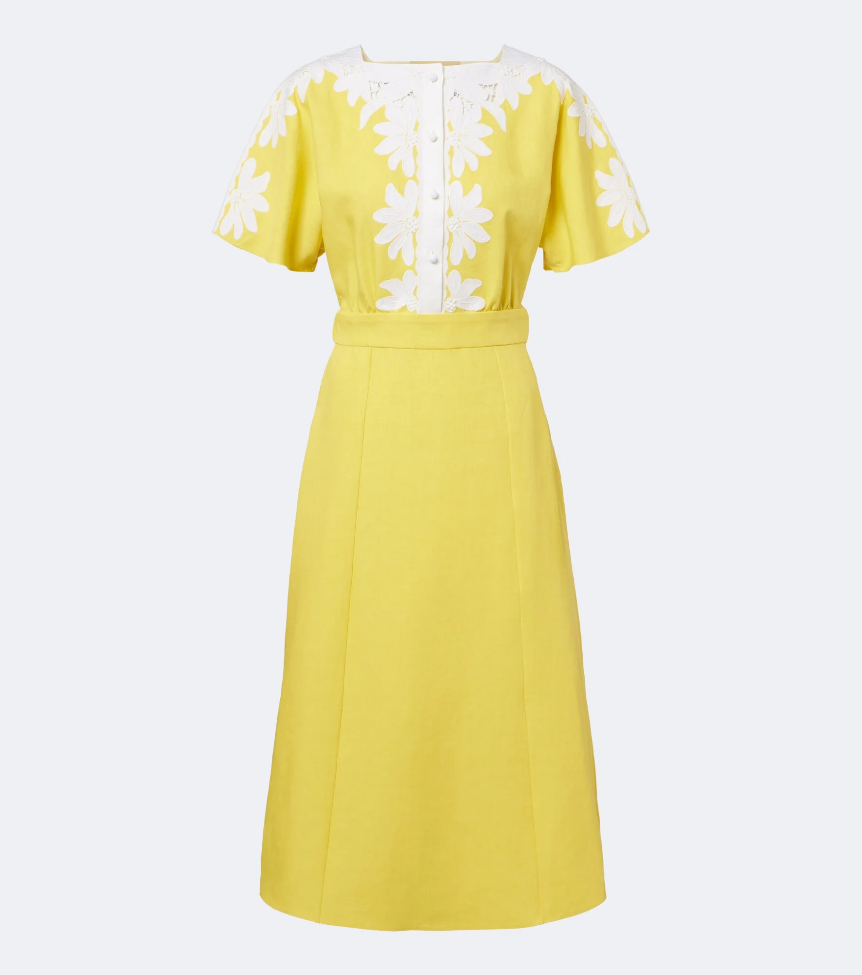 Embroidered linen midi dress - 1