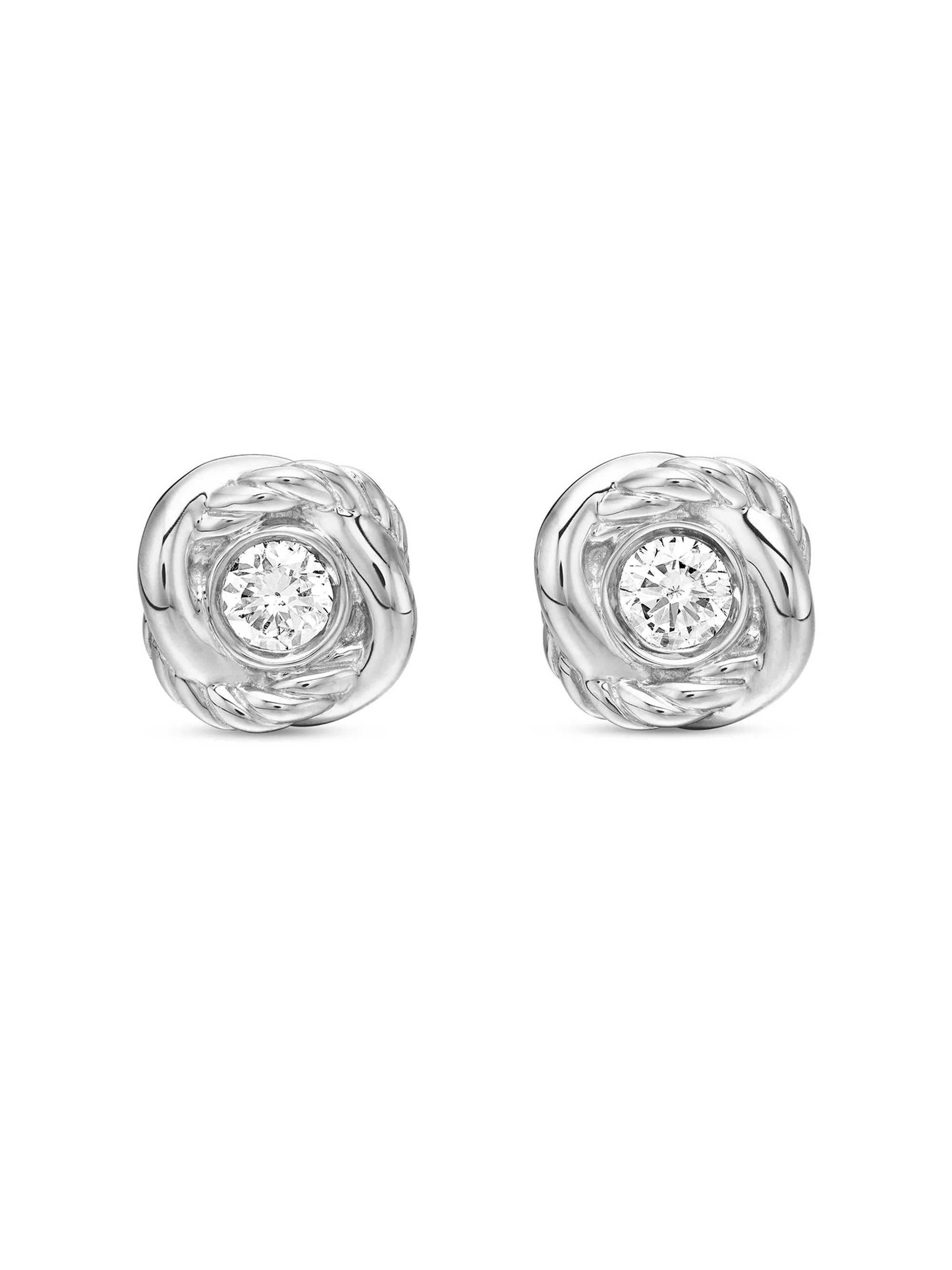 Women's Infinity Stud Earrings in Sterling Silver with Diamonds, 6.8mm - Diamond - 1