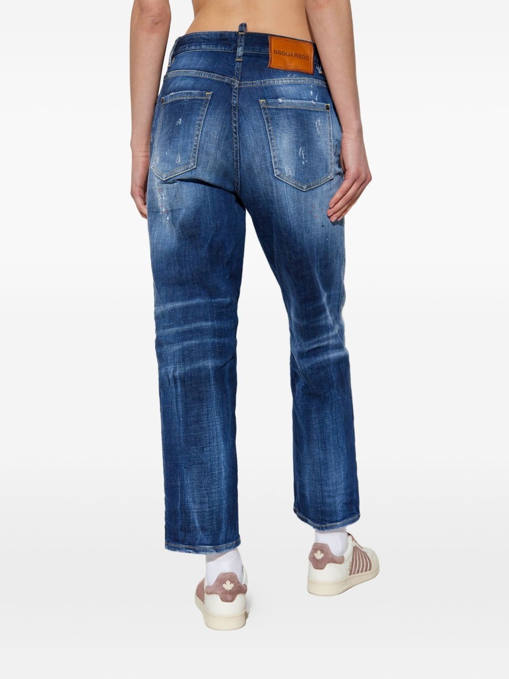 logo-patch distressed jeans - 4