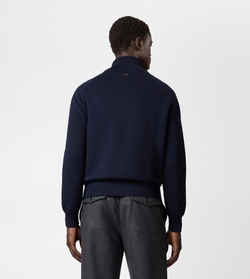 HALF ZIP PULLOVER IN MERINO WOOL - BLUE 3