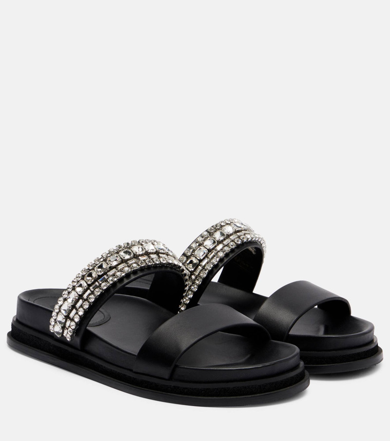 Jadi crystal-embellished leather slides 1