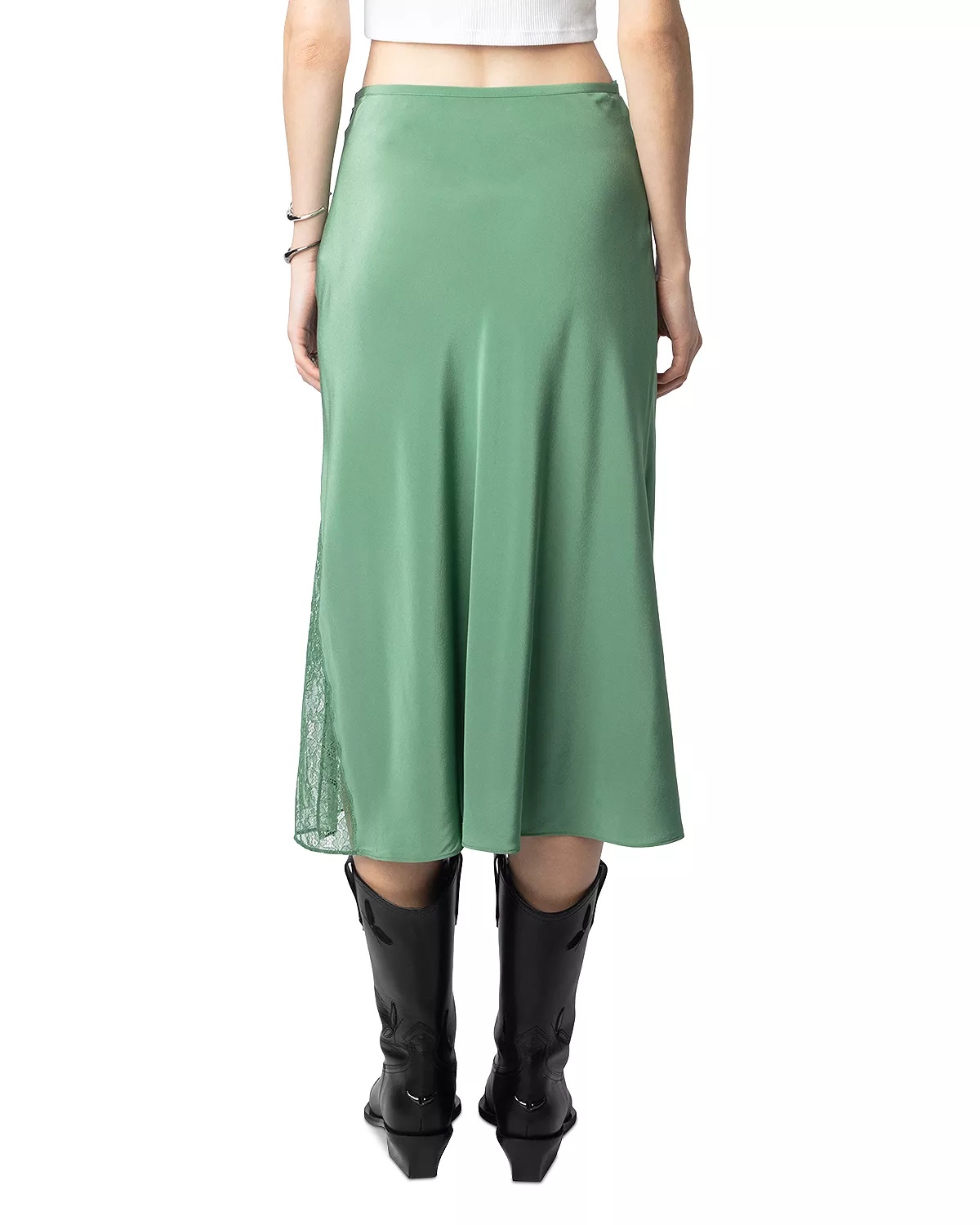Jayla Lace Trim Silk Midi Skirt - 3