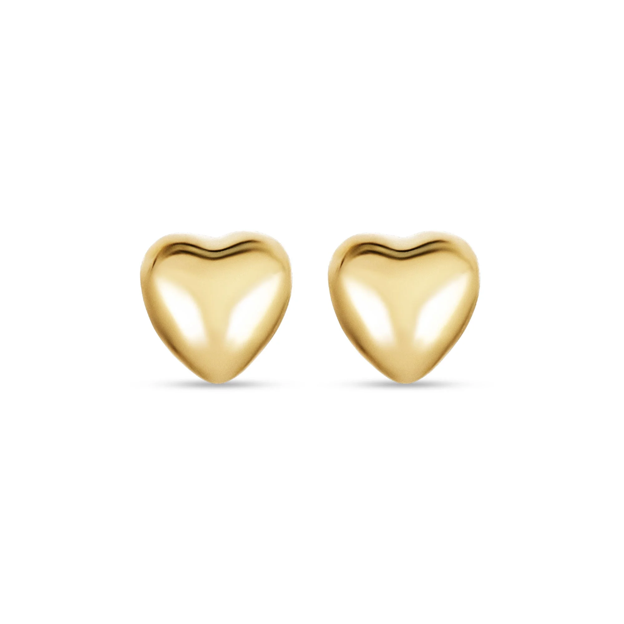 Mini Gold Puff Heart Stud Earrings - 1