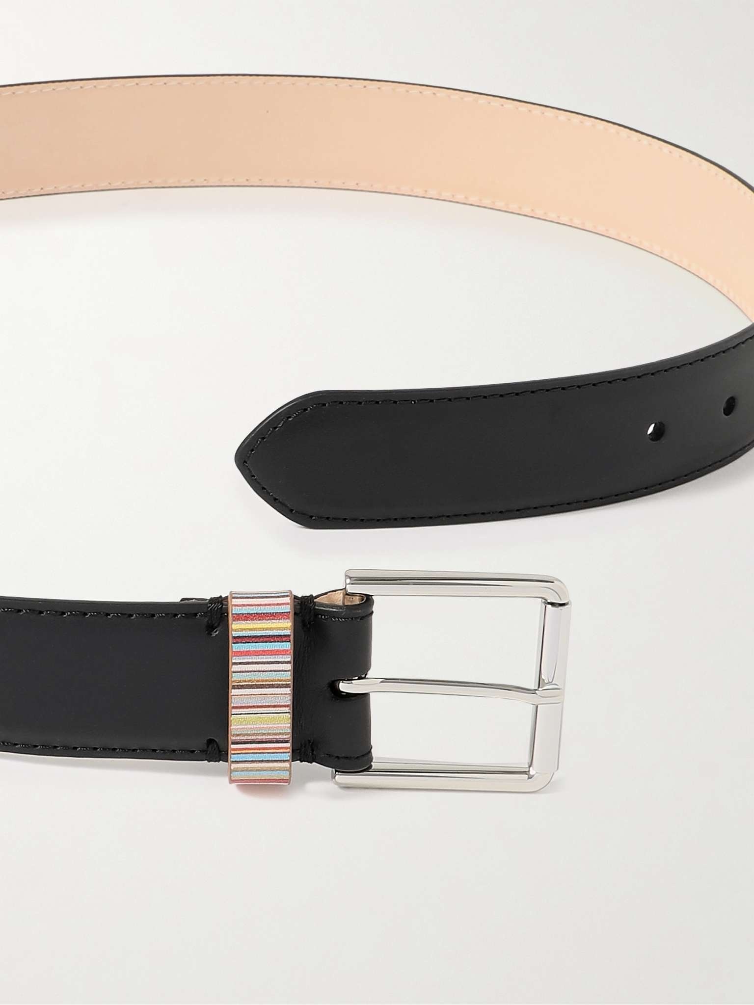 3.5cm Striped Leather Belt - 2