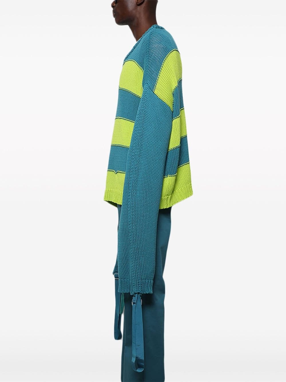 striped extra long-sleeves jumper - 4