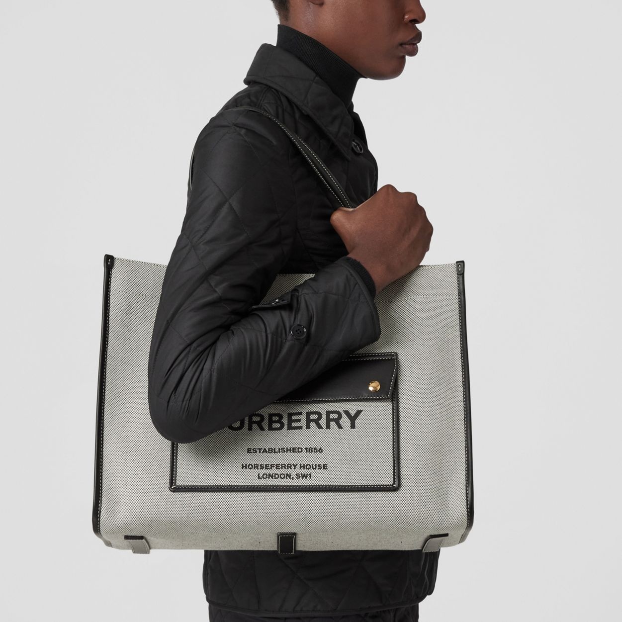 Medium Two-tone Canvas and Leather Freya Tote - 9