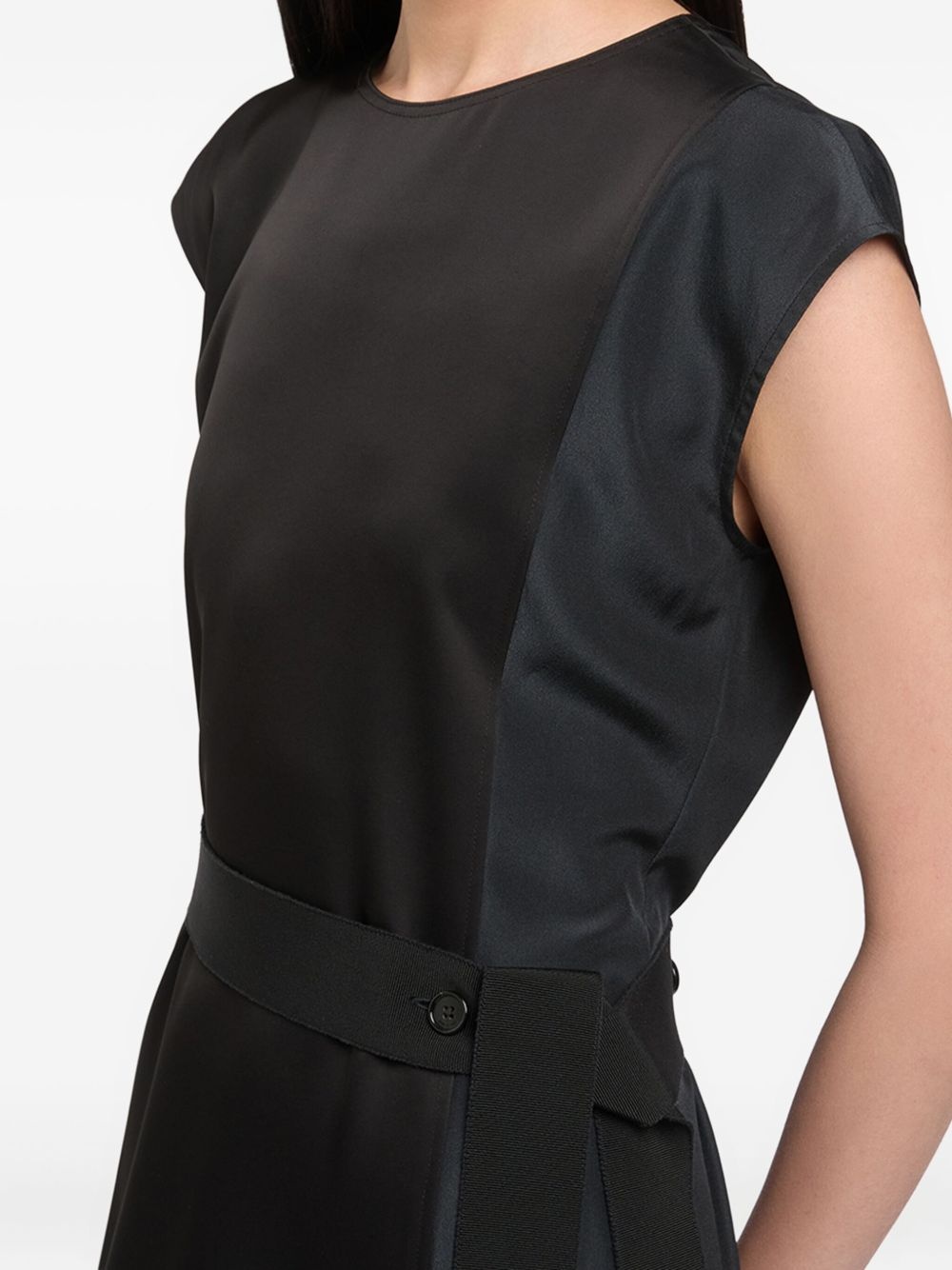 belted cap-sleeved midi dress - 4