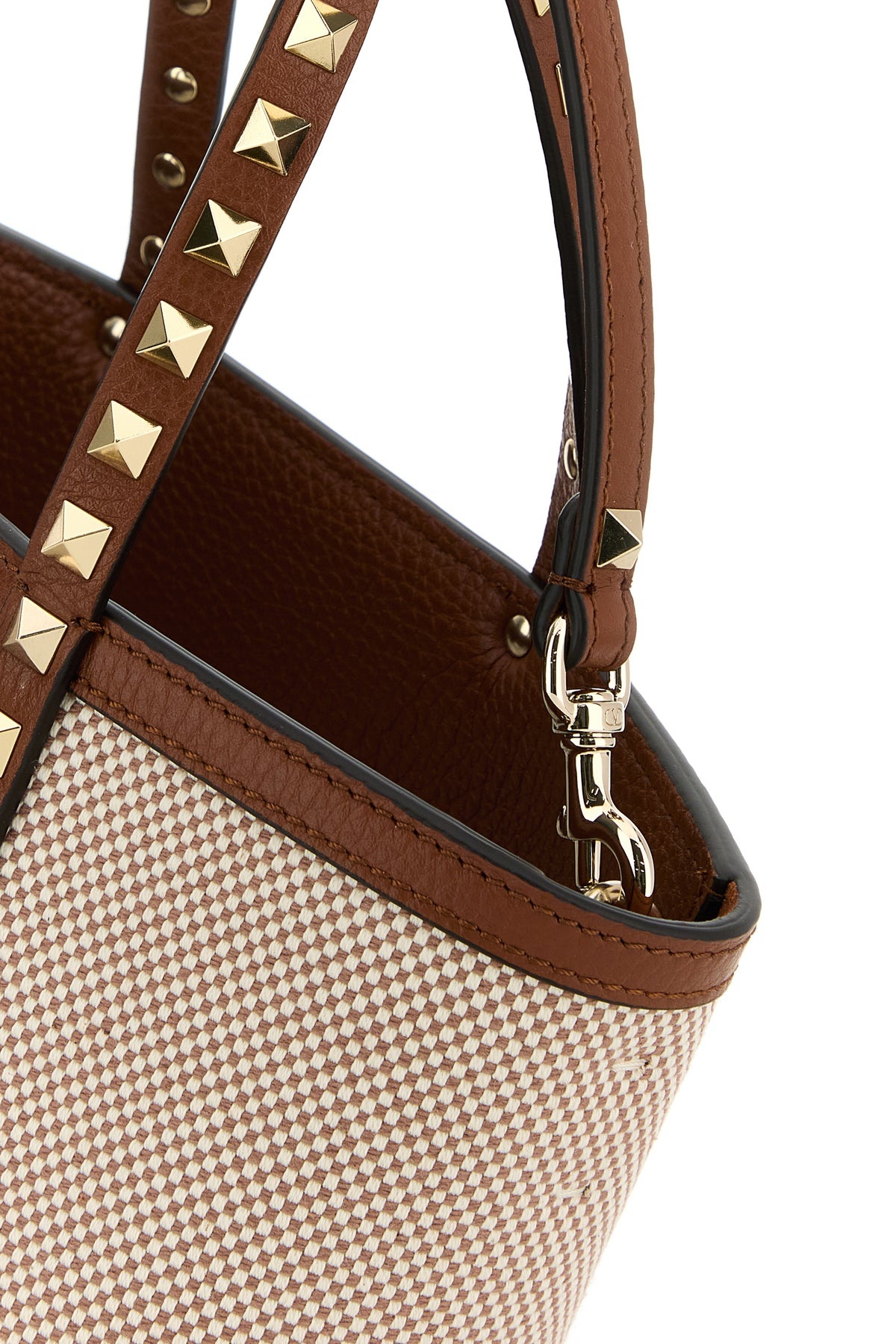 Two-tone canvas medium Rockstud handbag - 4