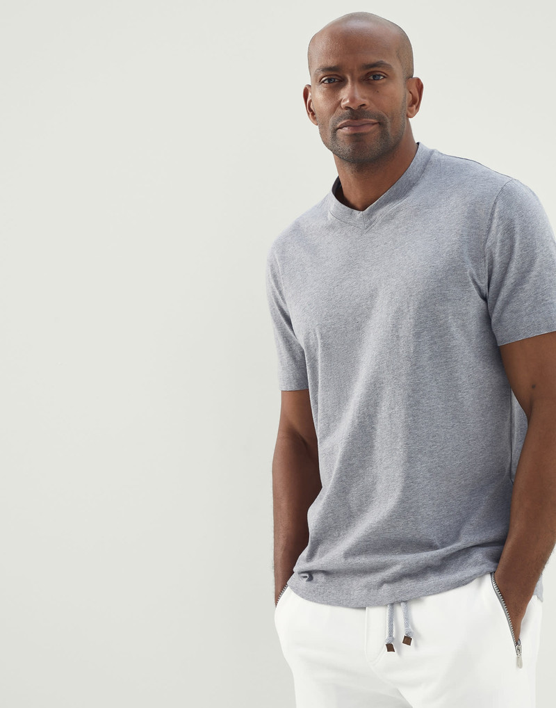 Cotton jersey basic fit V-neck T-shirt 1