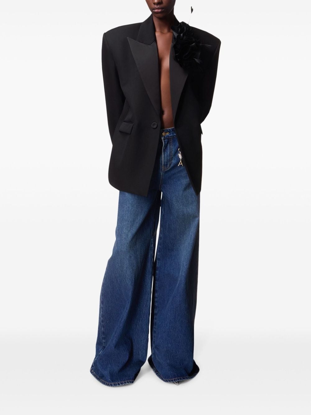 Crystal Heart Charm wide-leg jeans - 3