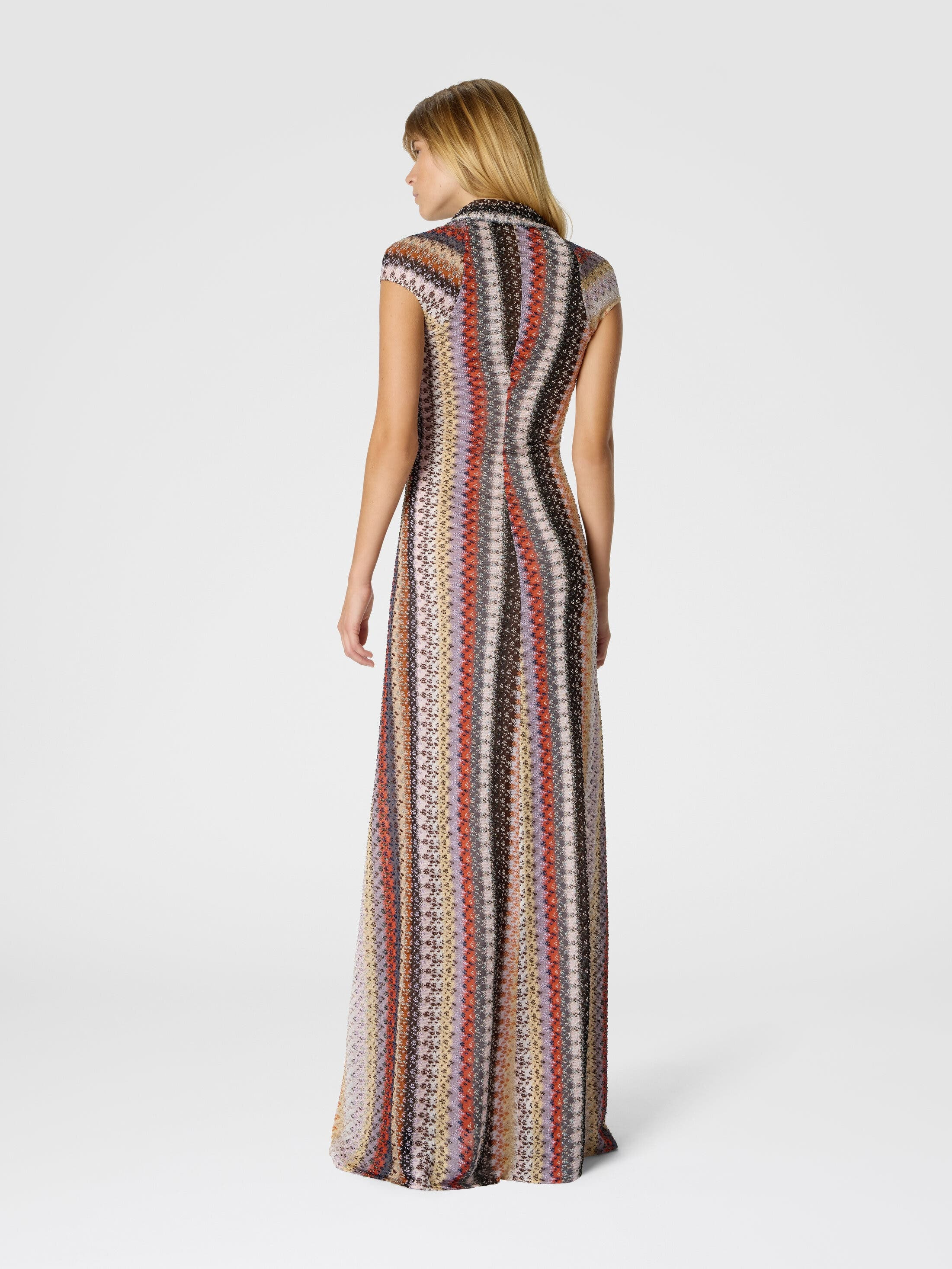 Missoni Long Dress With Knot And Neckline in Red & Blue at Nordstrom - 3