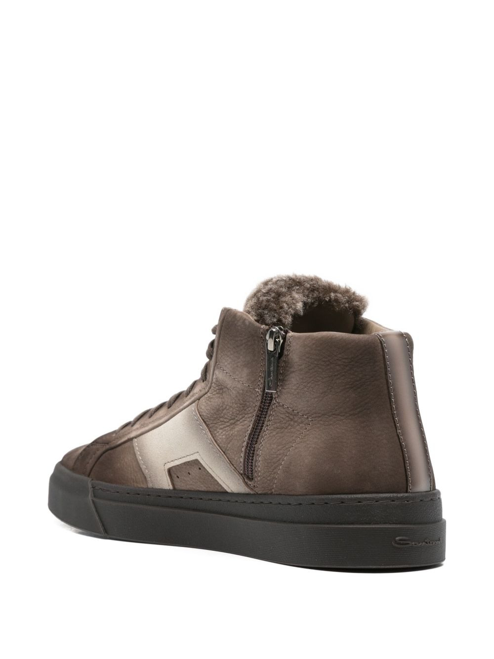 leather shearling sneakers - 3